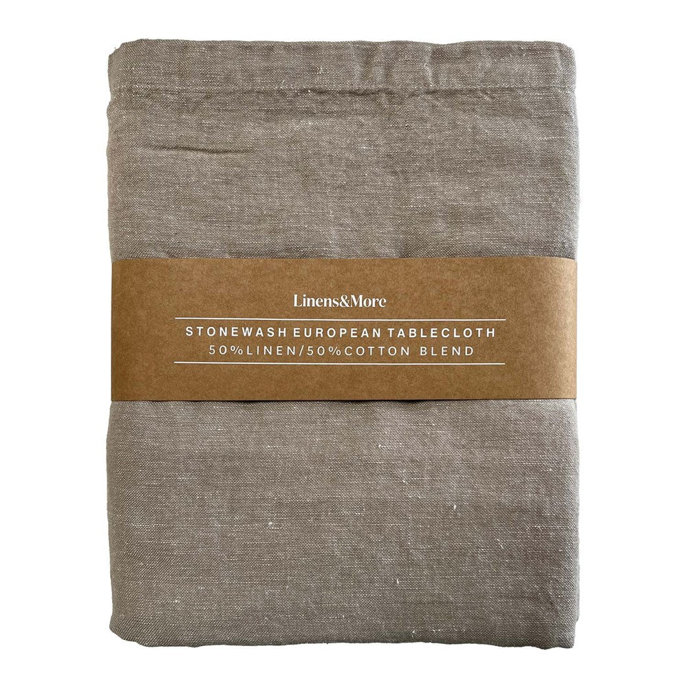 FORAGE TABLECLOTH - LINEN COTTON BLEND 150 X 260cm CHAMBRAY TAUPE