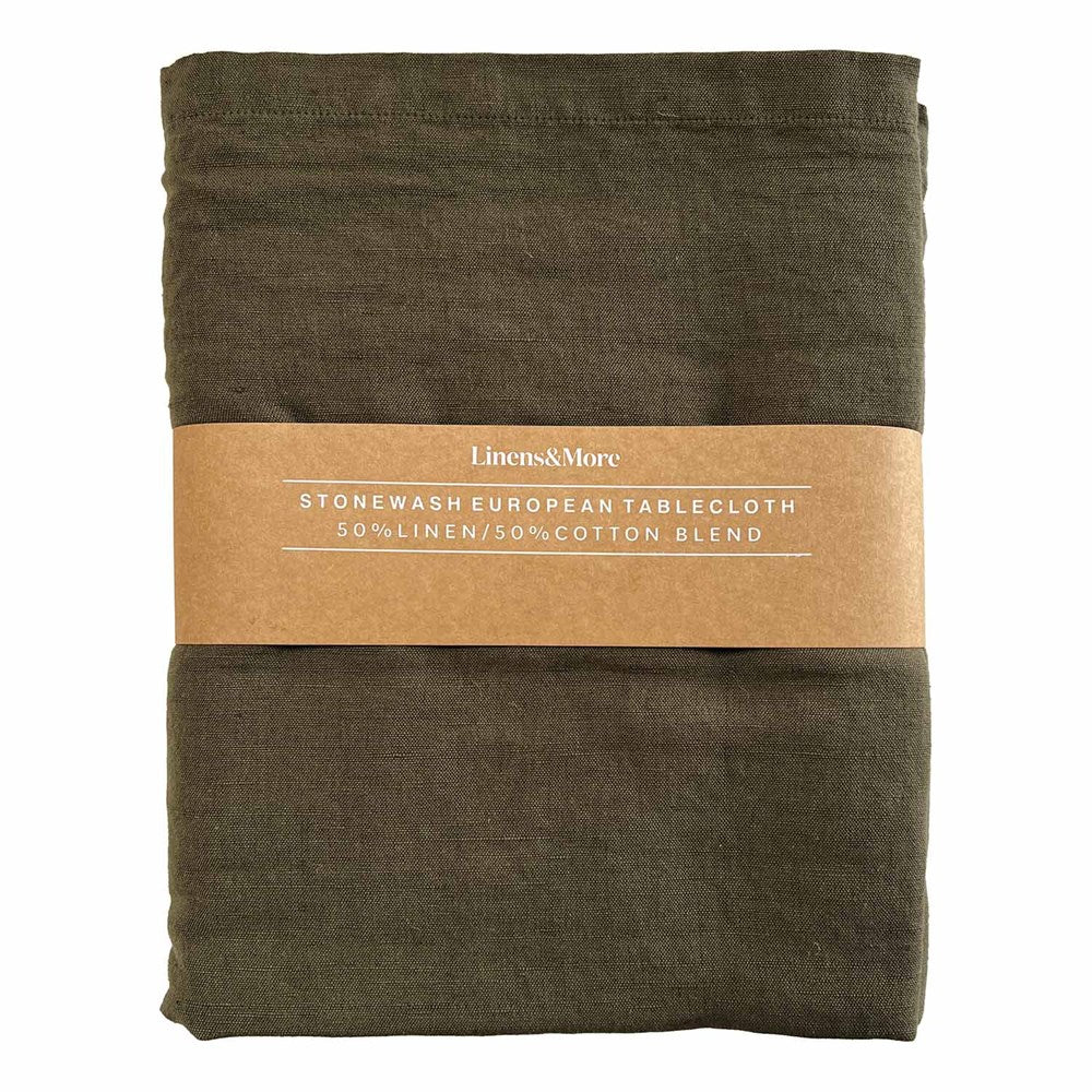 FORAGE TABLECLOTH - LINEN COTTON BLEND 150 X 200cm OLIVE