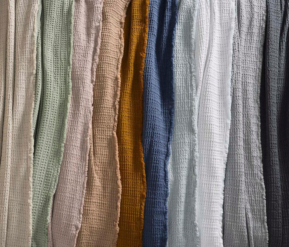 Portuguese Nasa Cotton Waffle Blanket - Mustard