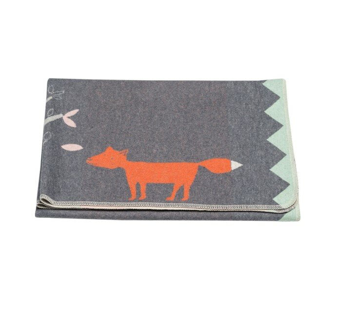 David Fussenegger Toddler Blanket: Fox - Dark Grey
