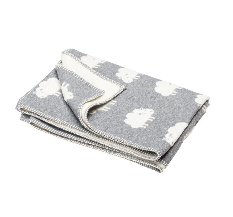 David Fussenegger Toddler Blanket: Sheep - Grey