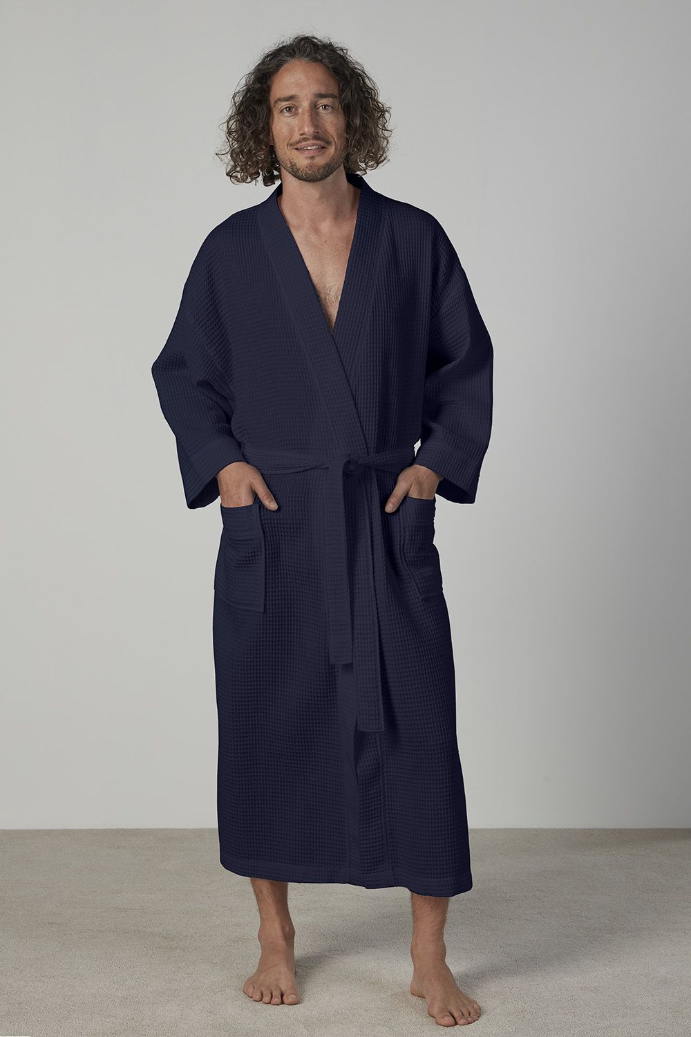 Baksana 50/50 Waffle Kimono Robe - Cotton - Unisex