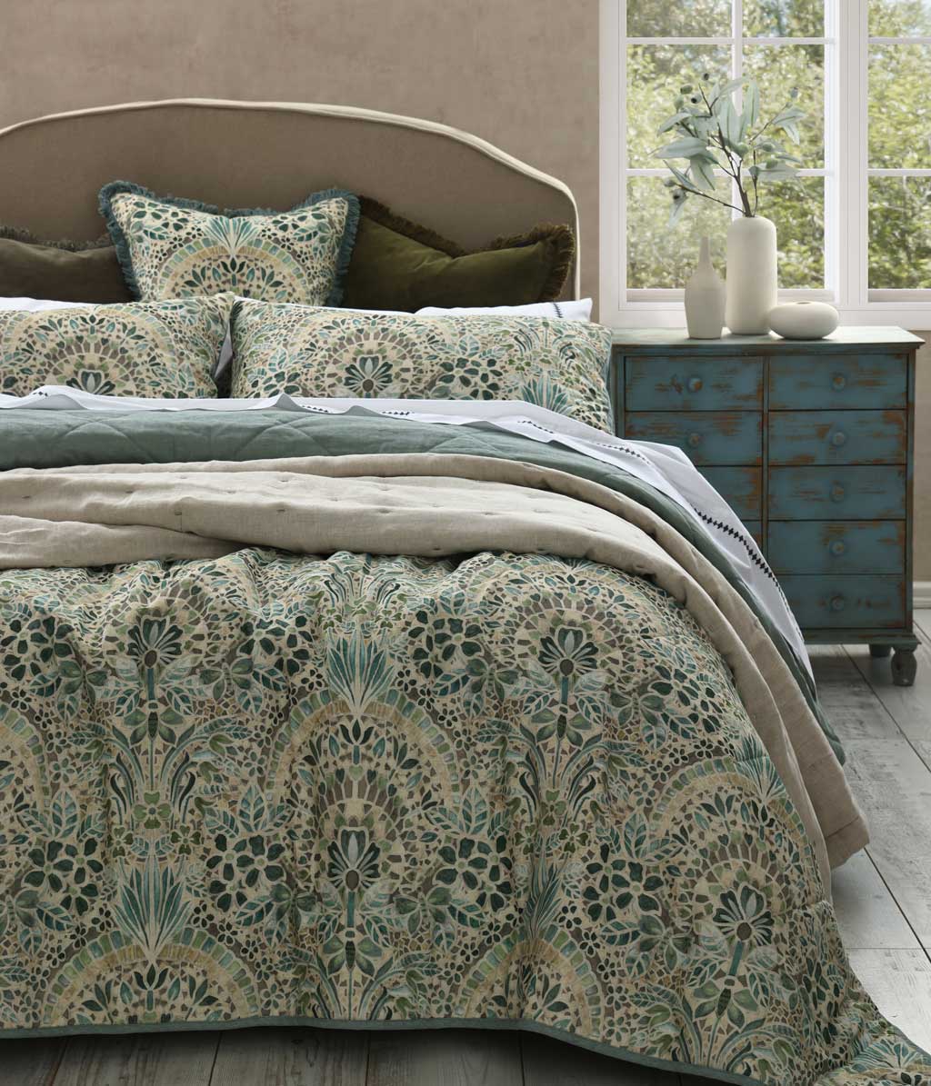 MM Linen Andora Bedspread Set - European flax Linen and cotton blend