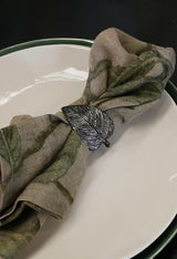 Frankly Cotton Duo Leaf Napkin Ring Silver finish - 5.7cm
