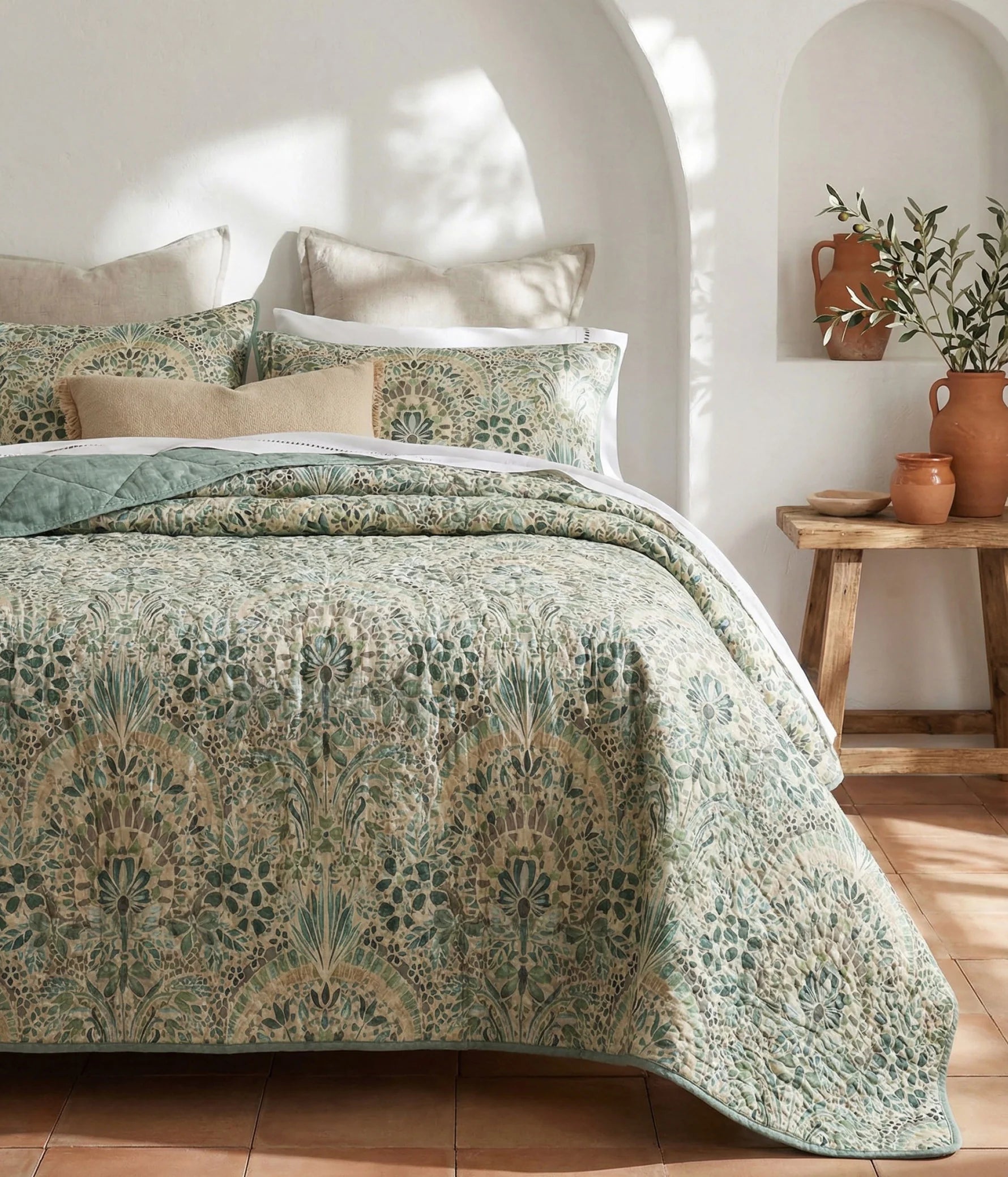 MM Linen Andora Bedspread Set - European flax Linen and cotton blend