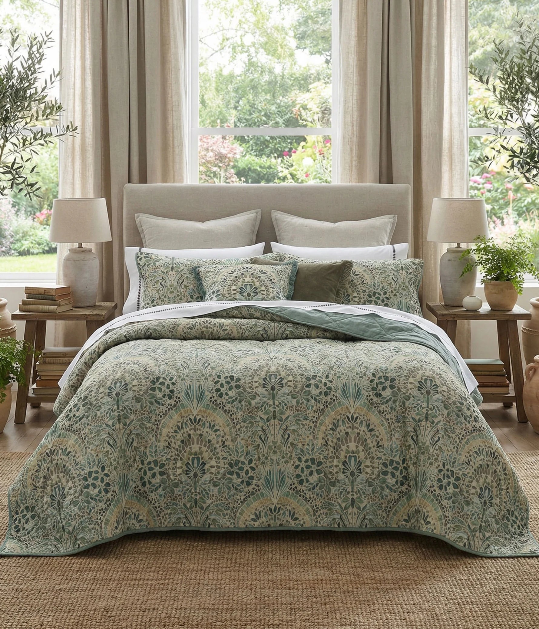MM Linen Andora Bedspread Set - European flax Linen and cotton blend