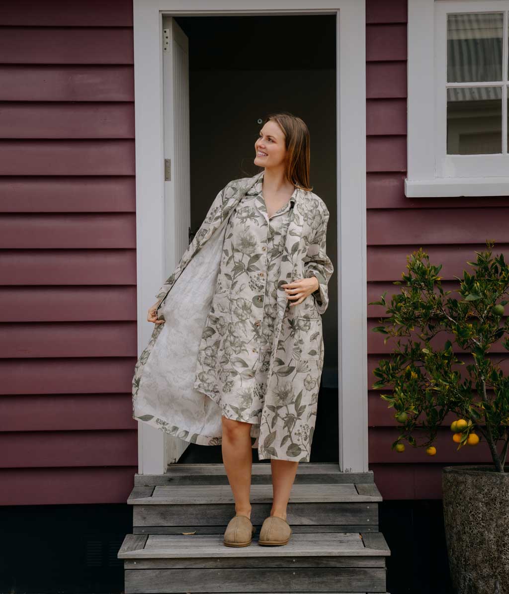 Linen Robe Botanical