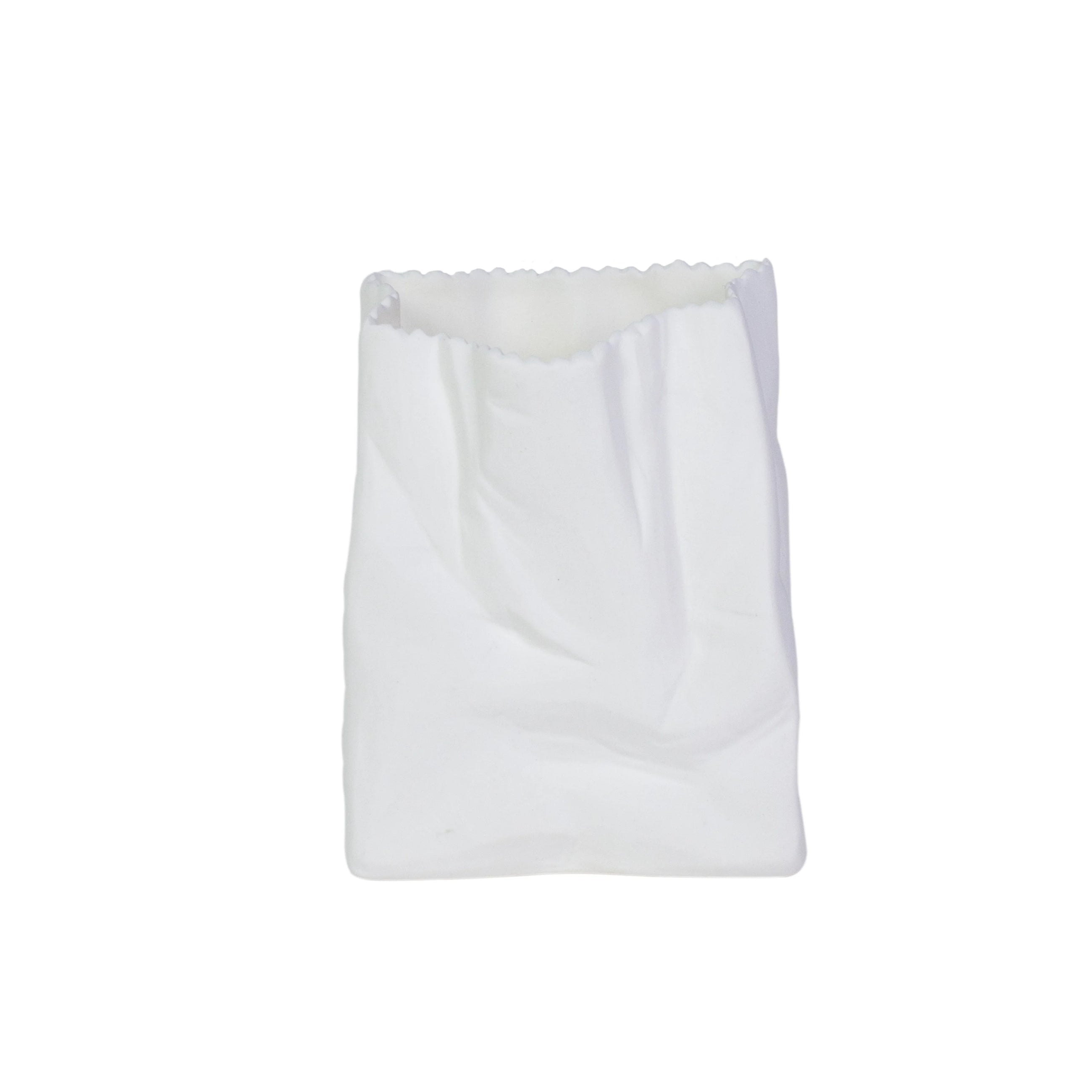 Frankly Cotton - Large Paper Bag Vase - White - Fine Bone China