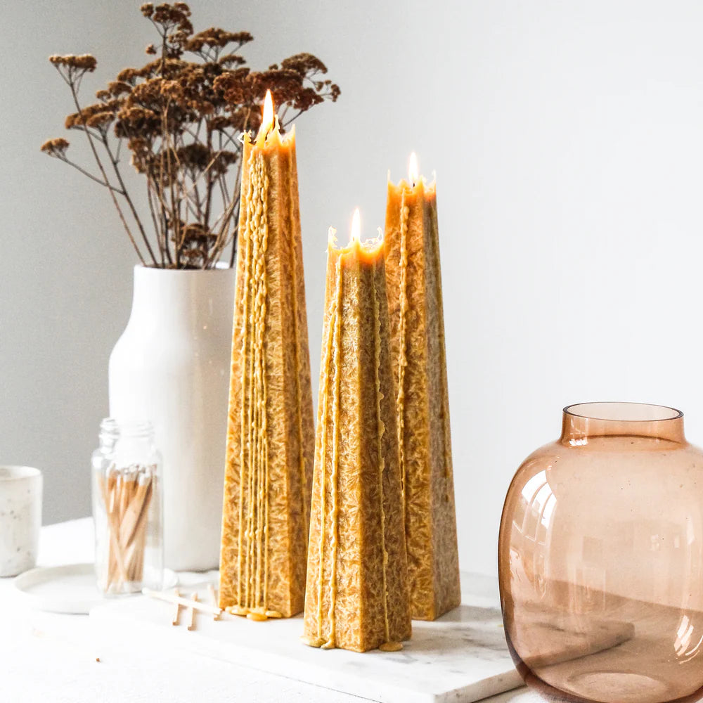 White Lily Icicle Candles - Yellow - NZ Made - Plant & Beeswax