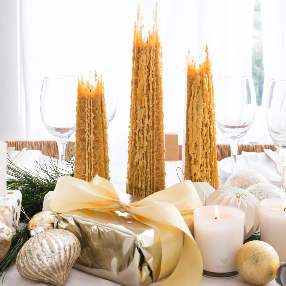 White Lily Icicle Candles - Yellow - NZ Made - Plant & Beeswax