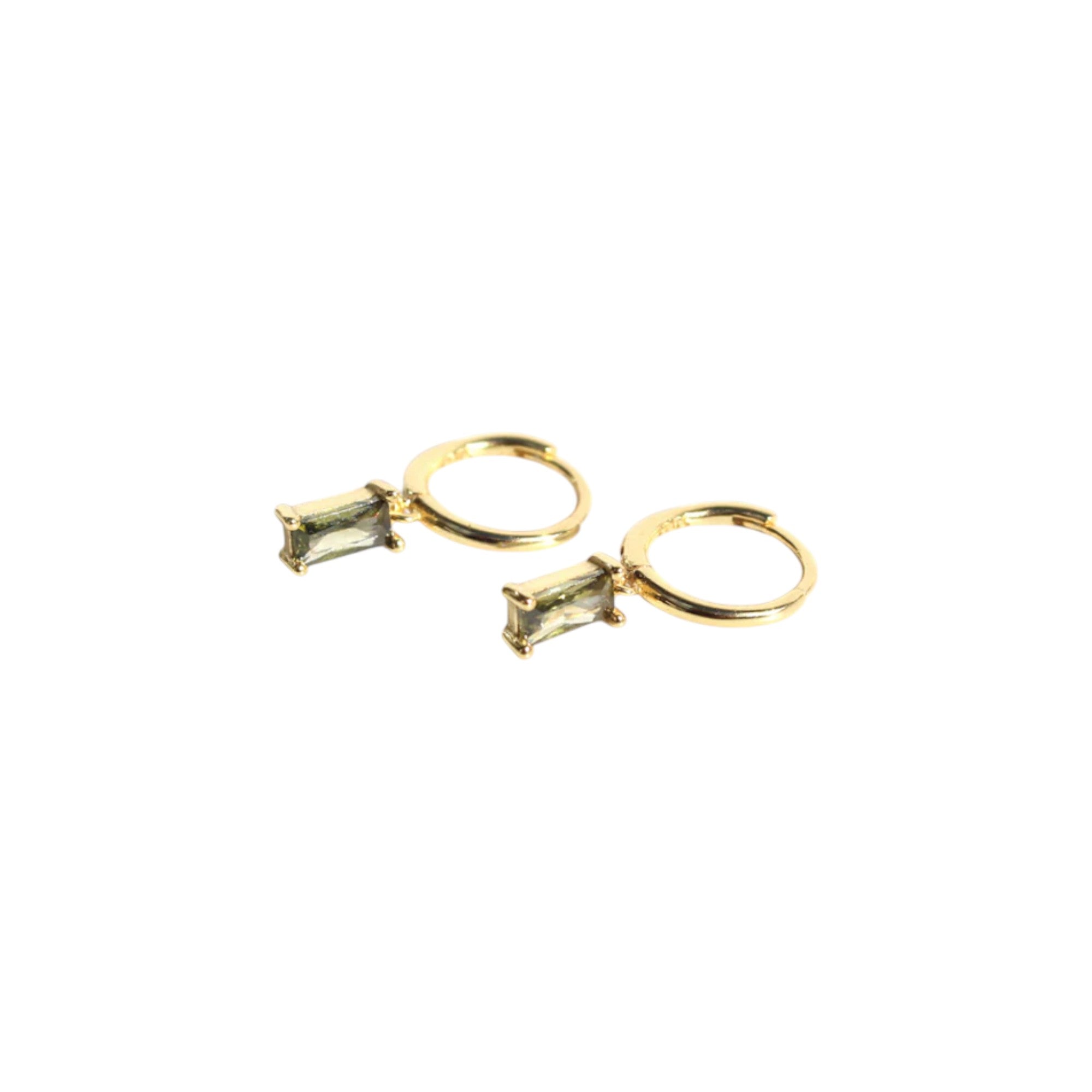 Earrings Huggie Drops Peridot
