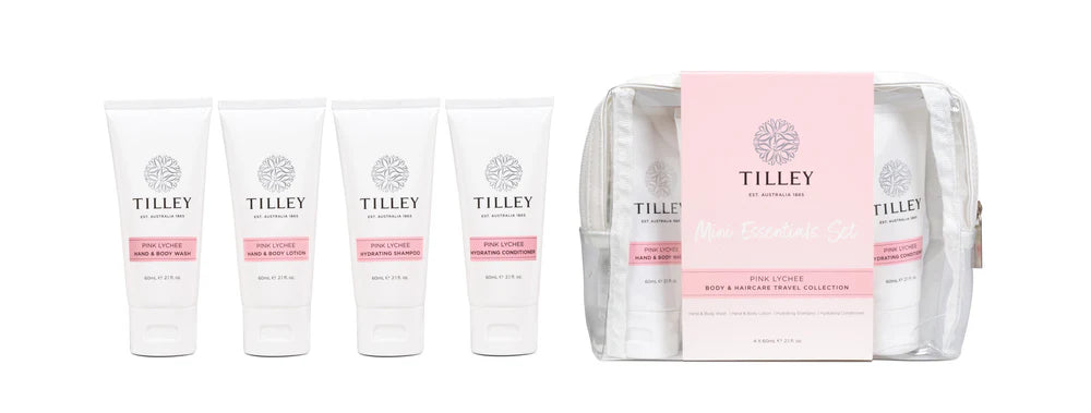 Tilley Pink Lychee Mini Essentials Body & Haircare Travel Pack 4x60ml