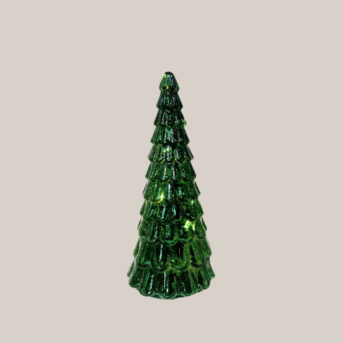 Frost Drop Glass Tree in Dark Green - 24cm