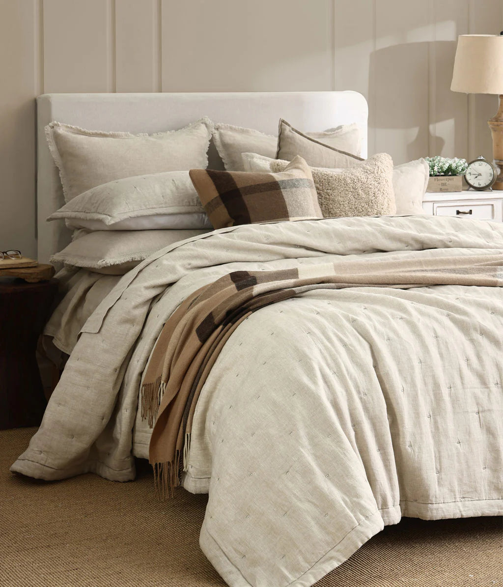 MM Linen Laundered Linen Bedspread Set - Natural