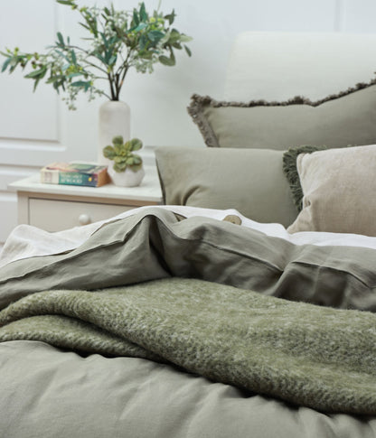 MM Linen Laundered Linen Duvet Set - Olive