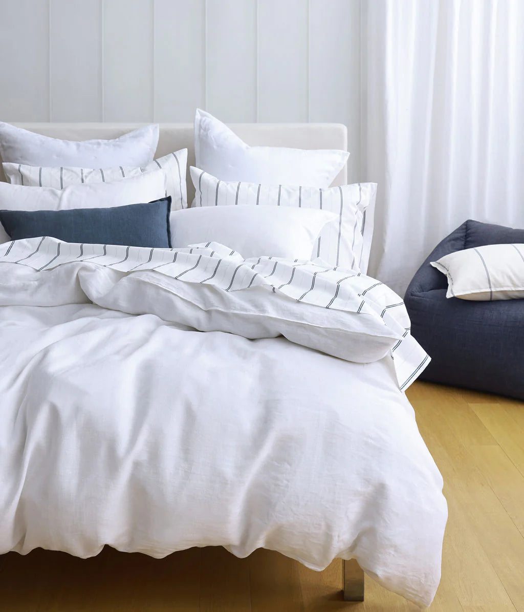 MM Linen Laundered Linen Duvet Set - White