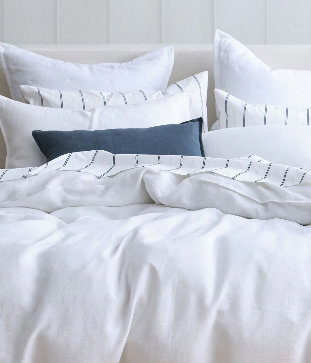 MM Linen Laundered Linen Duvet Set - White