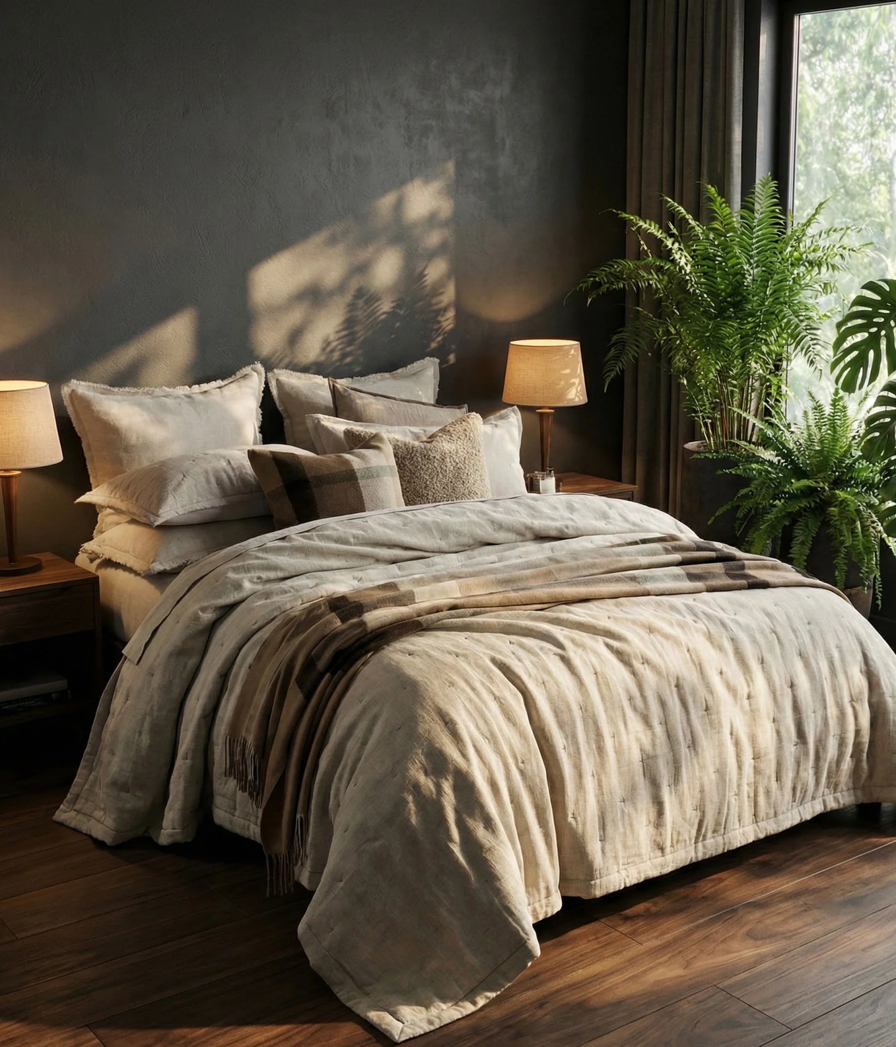 MM Linen Laundered Linen Bedspread Set - Natural