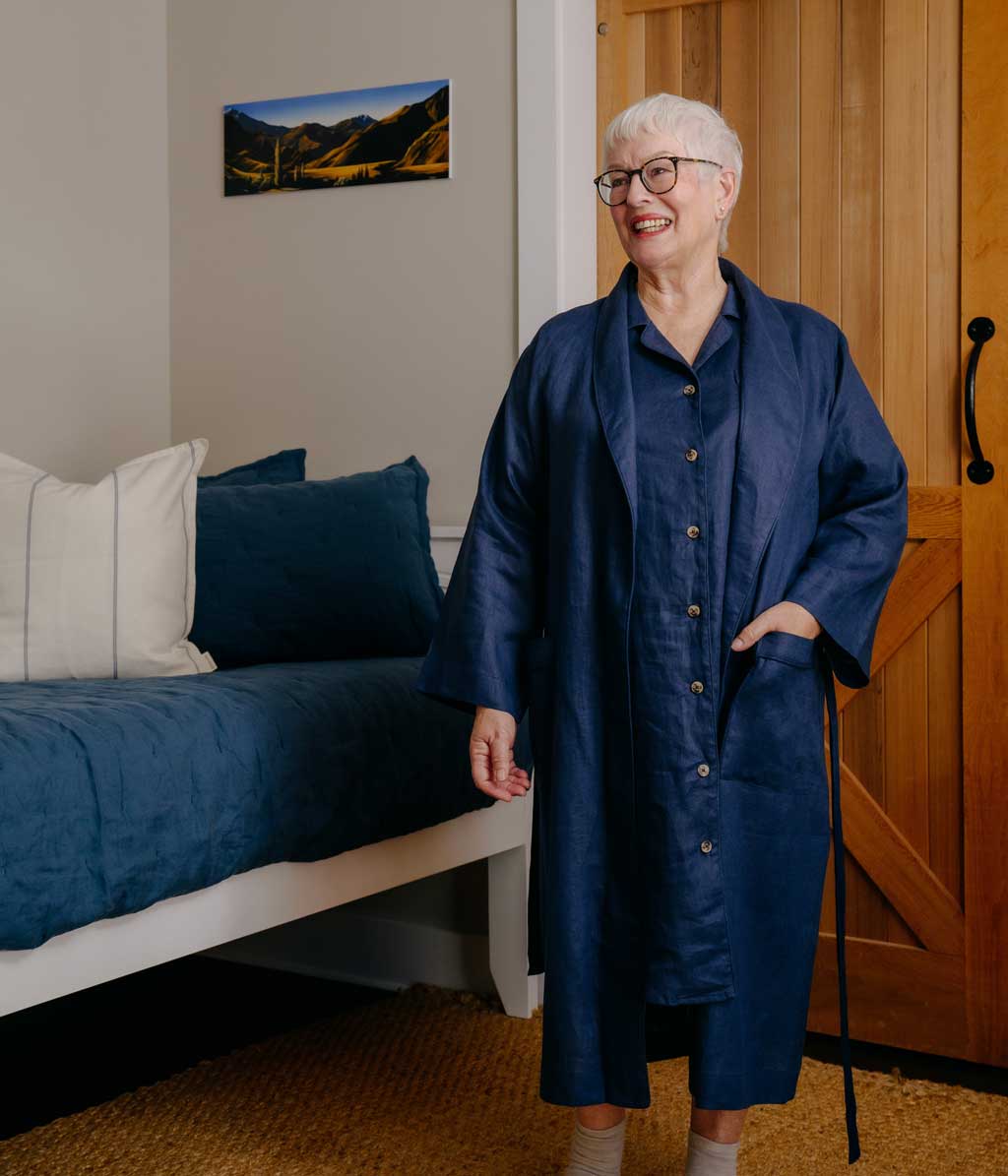 Linen Robe Navy