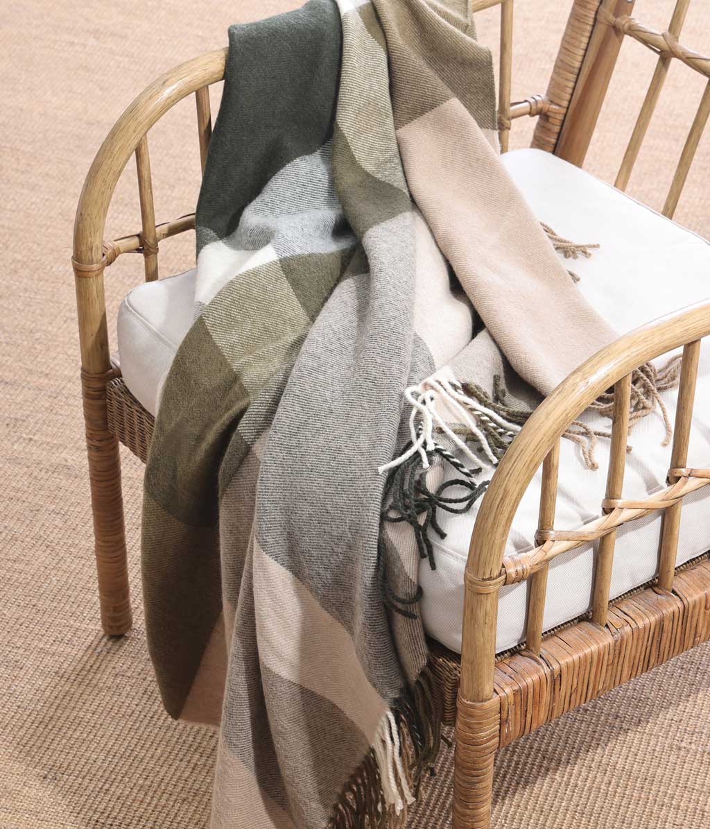 MM Linen - Lodge 100% Lambswool Throw - Ivy