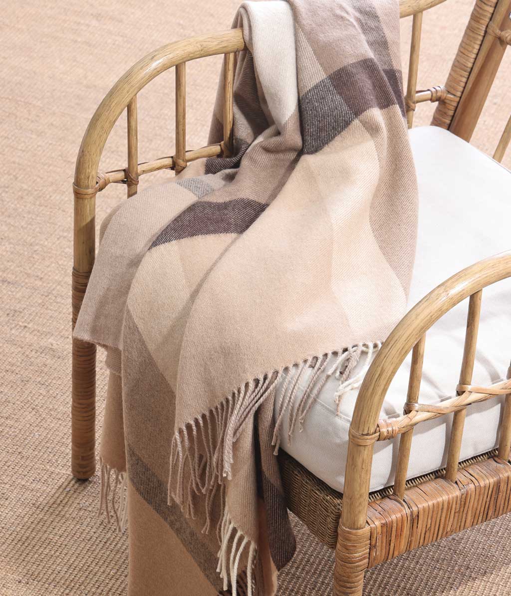MM Linen - Lodge 100% Lambswool Throw - Mocha