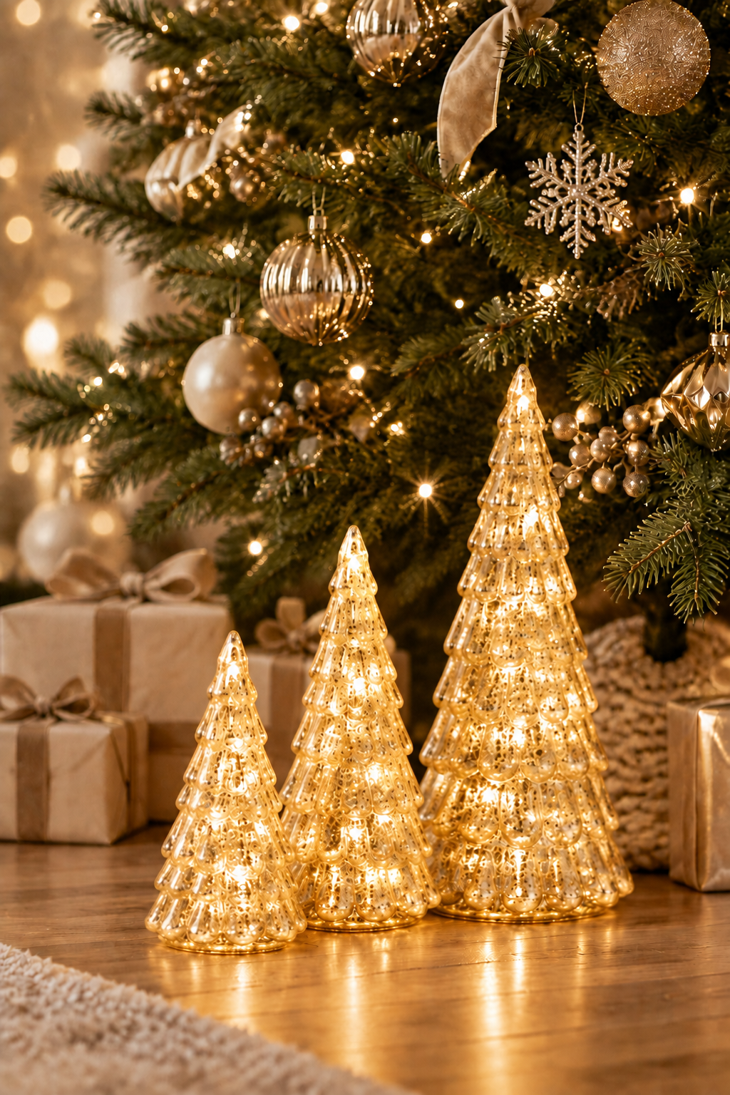 Frost Drop Glass Tree in Gold - 3 sizes *