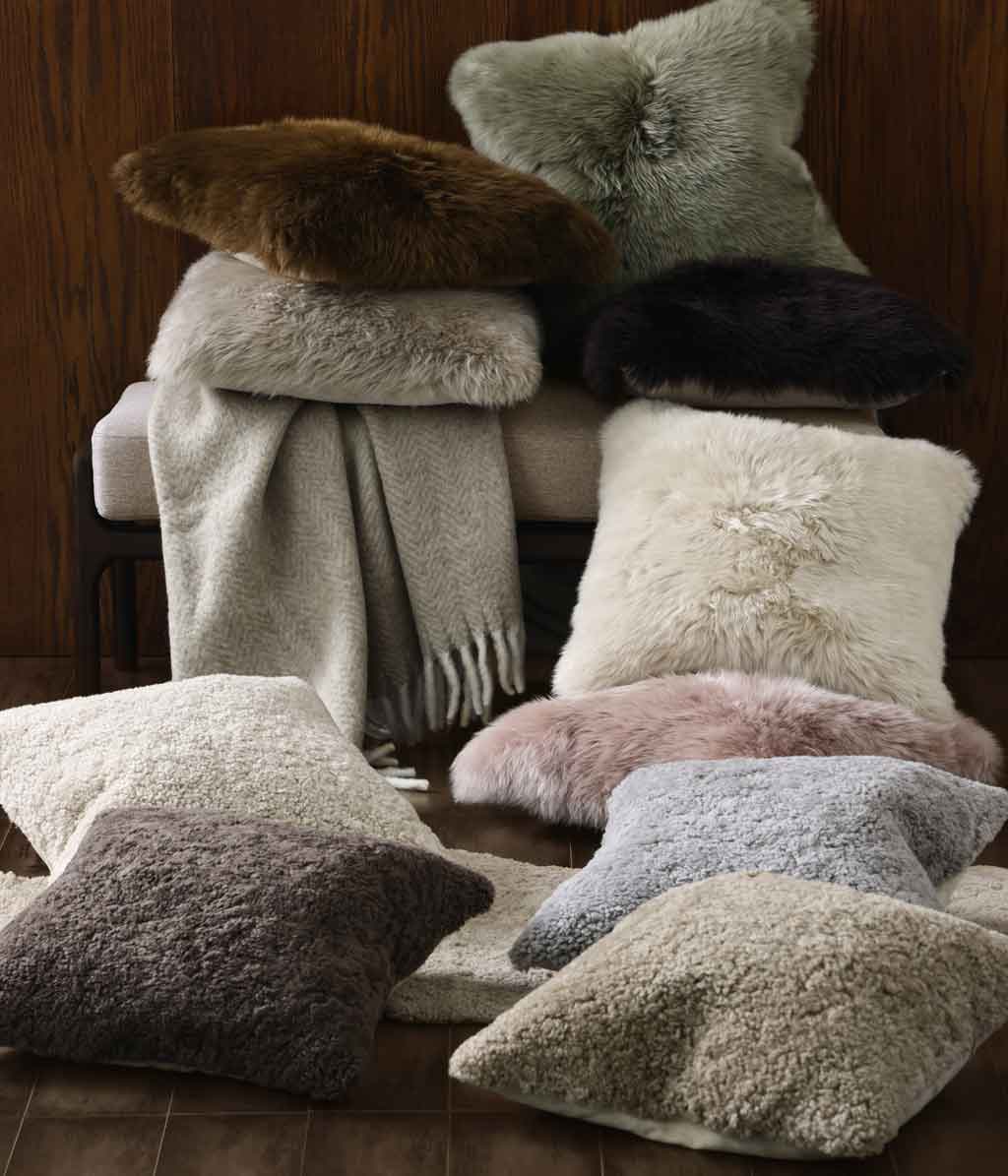 NZ Wool Sheepskin Cushion Cover Walnut