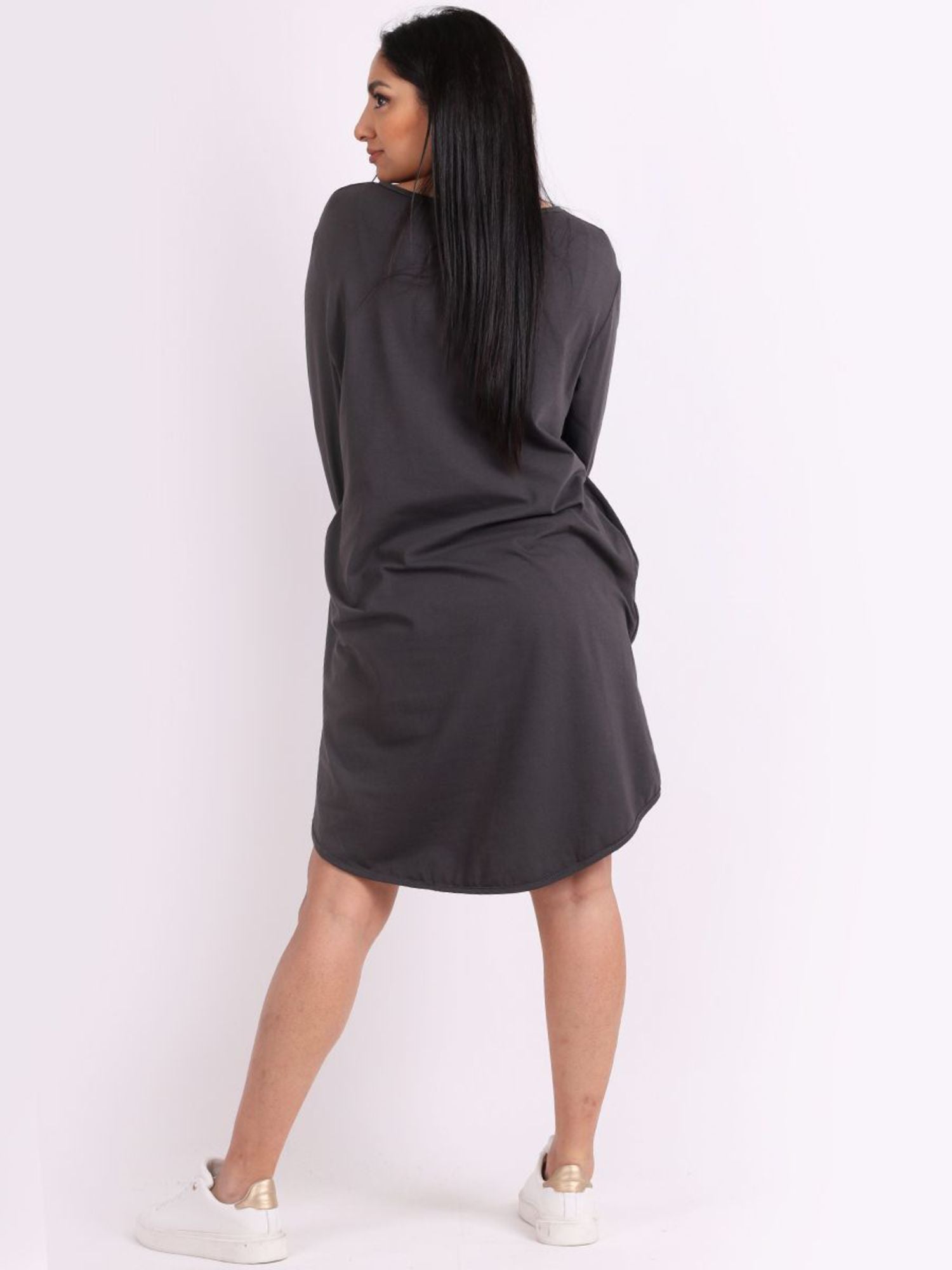 Beau Poppy Curve Hem Dress Charcoal