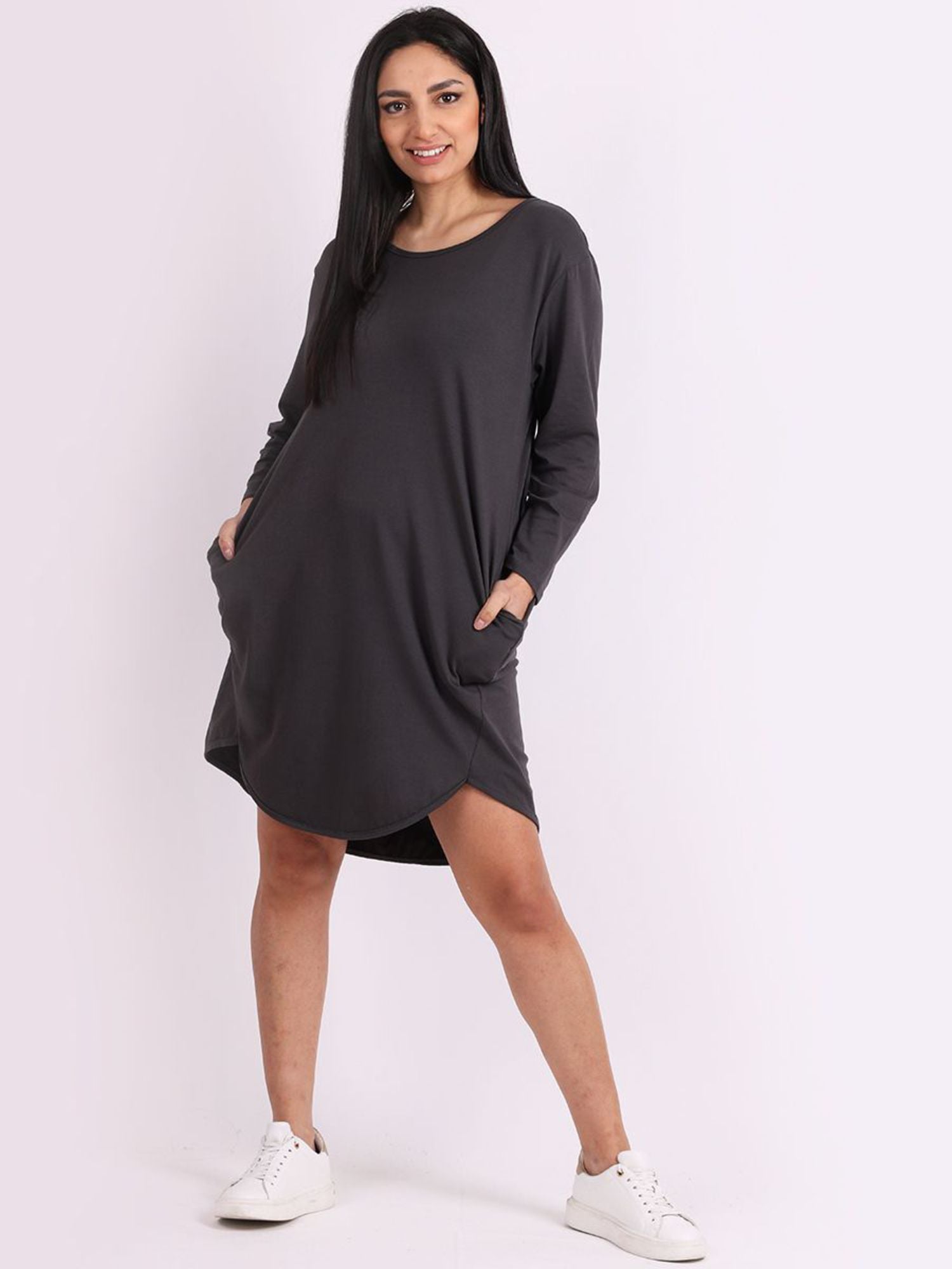 Beau Poppy Curve Hem Dress Charcoal