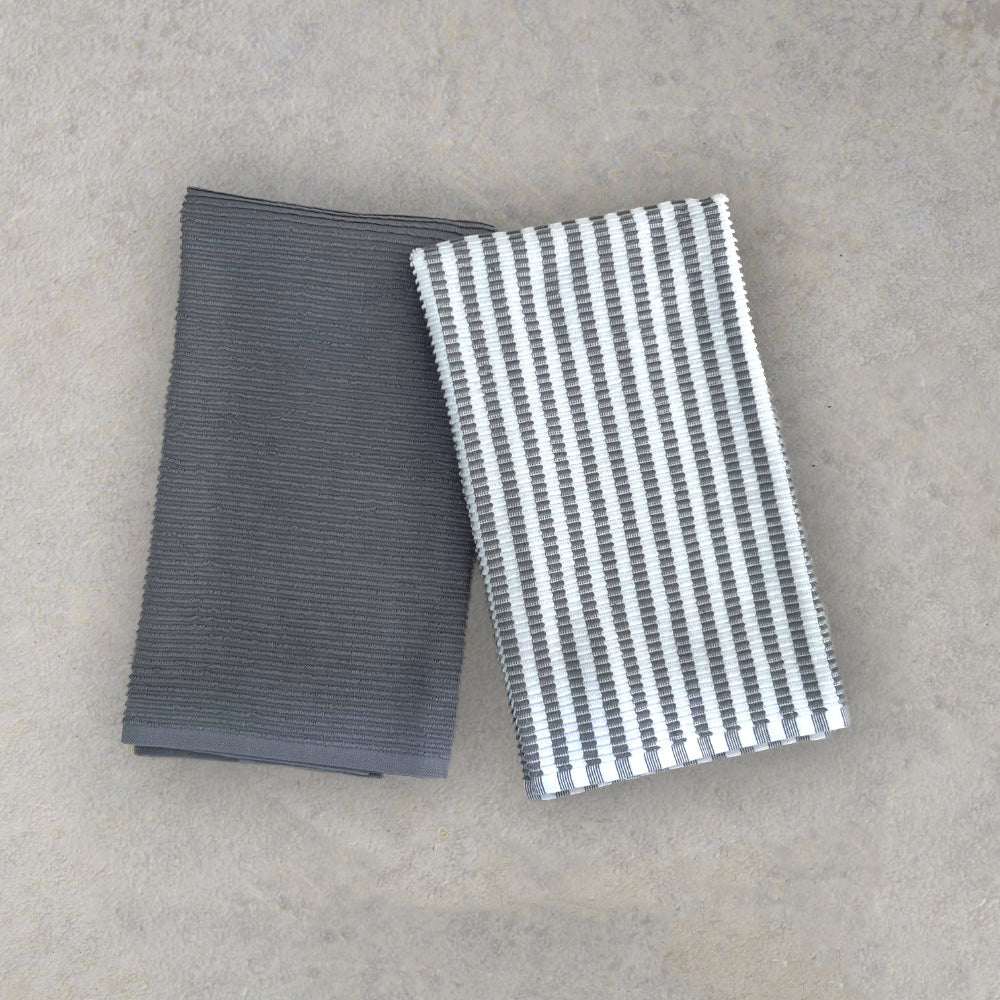 Baksana Ribbed Tea Towel - Granite
