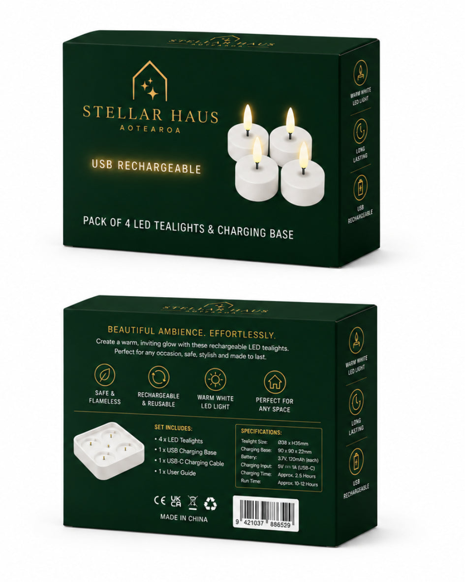 Stellar Rechargeable Tea Light Candle Set of 4- arrives SEPTEMBER - PRE ORDER NOW!