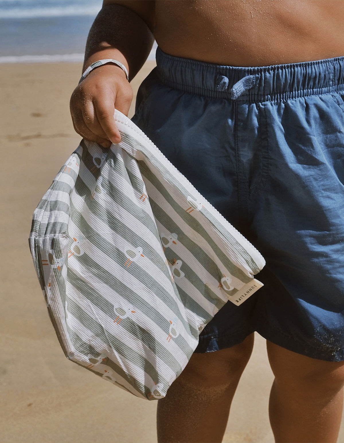 Sunnylife Kids Wet Bag - Sammy the Seagull - Green Stripe