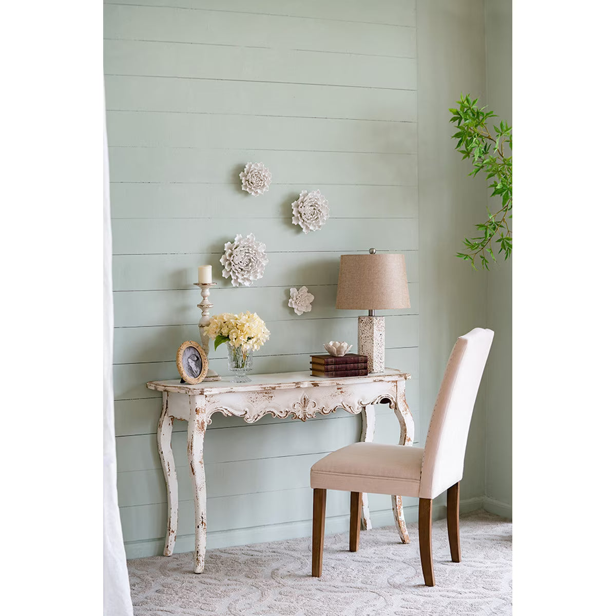 Handmade White Ceramic Flower Wall Hang 23.5cm