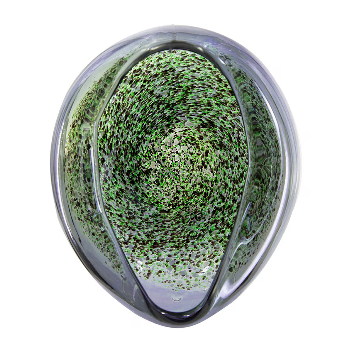 Handmade glass bowl vase with curved edge 21cm