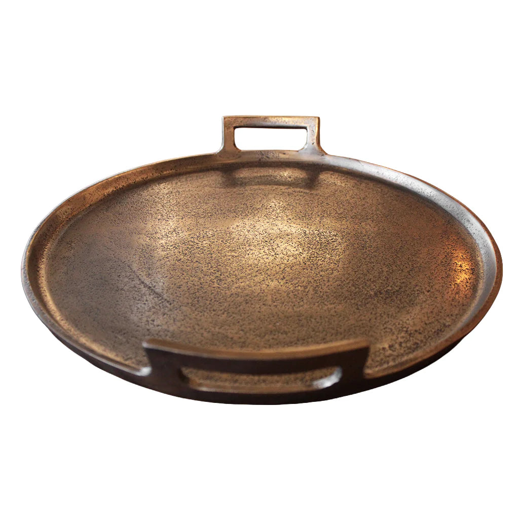 Thali Round Platter with Handles Brass/Bronze - 42cm x 5.4 Height