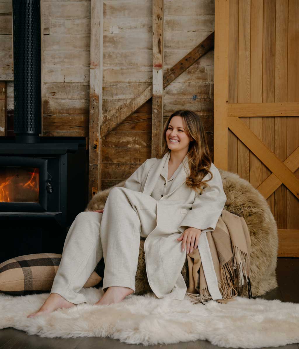 Willow Waffle Robe Ecru