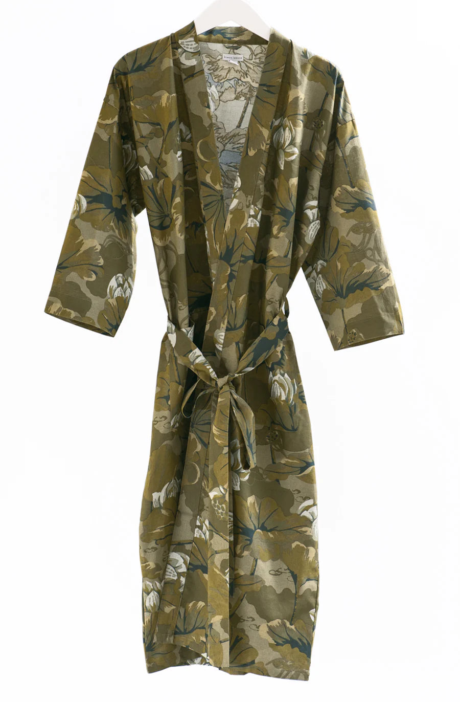 Bianca Lorenne Waterlily Olive Housecoat - Soft Cotton Linen Blend