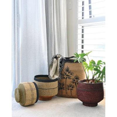 KINTU COLLECTION Sivelle Basket - Natural with Stripe 28cm Tall
