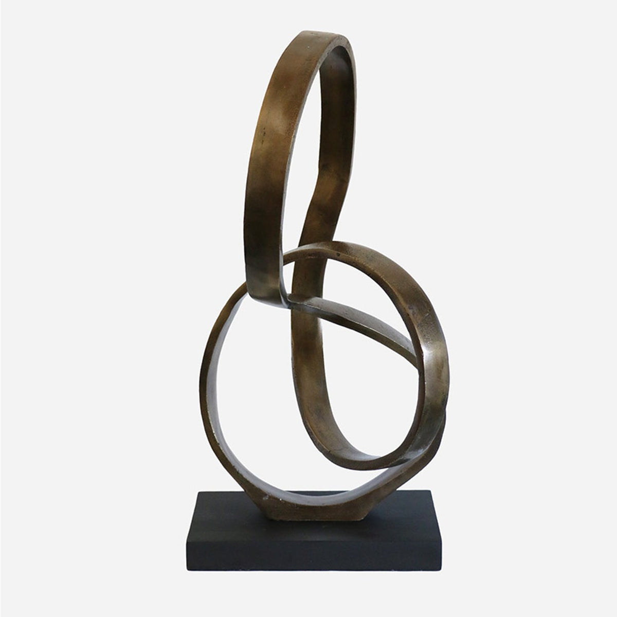 Infinity Sculpture in Antique Brass on Black Base