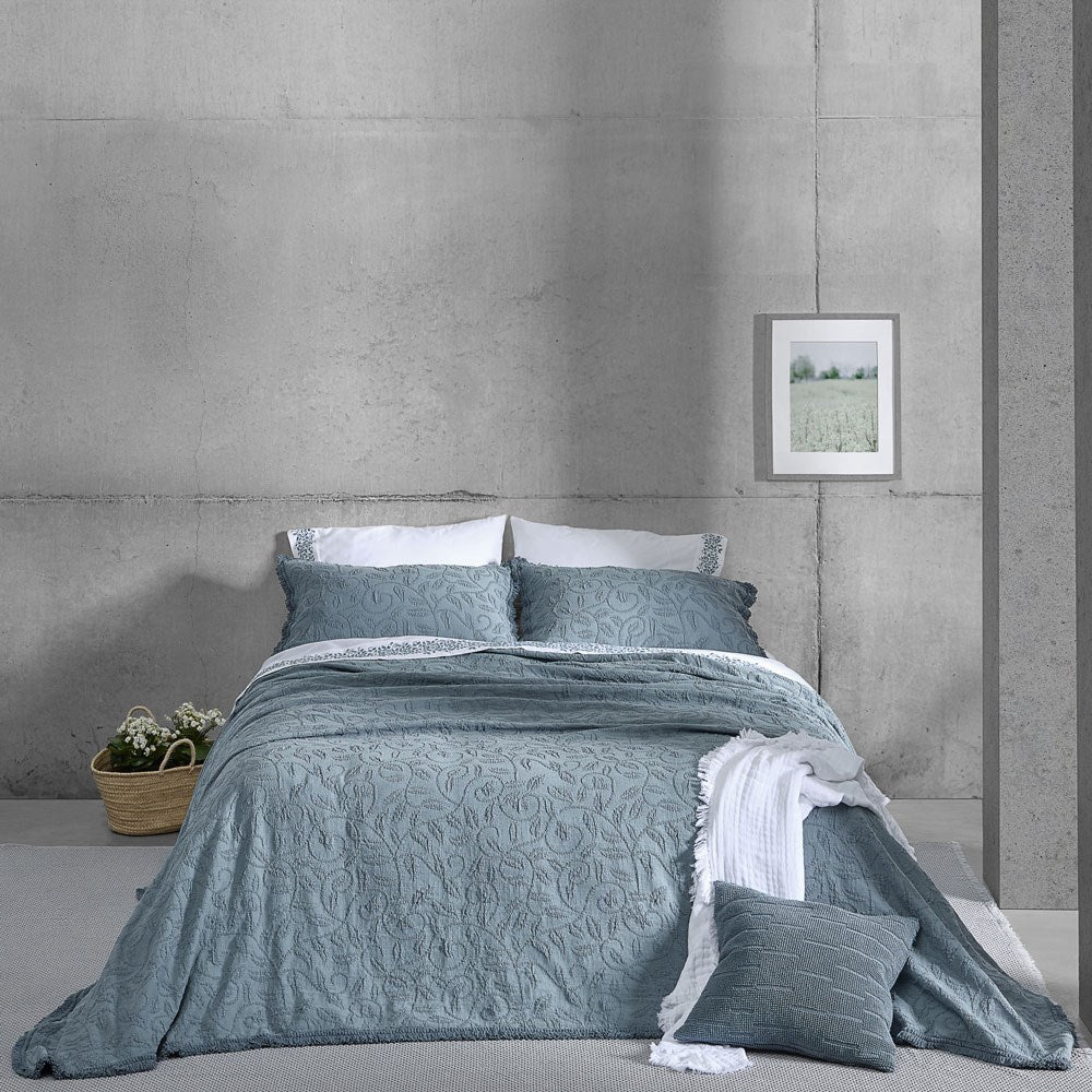 Portuguese Butirir Cotton Jacquard Blanket - Slate