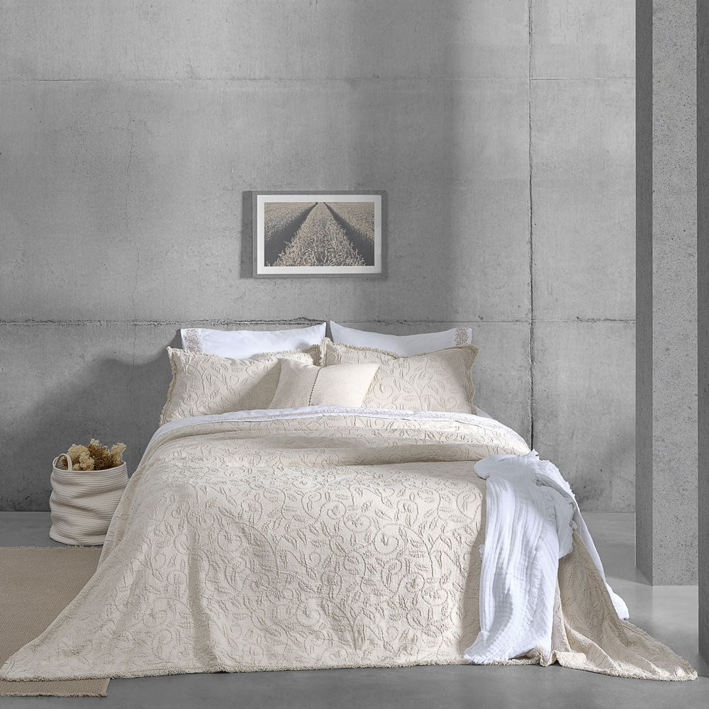 Portuguese Butirir Cotton Jacquard Blanket - Natural