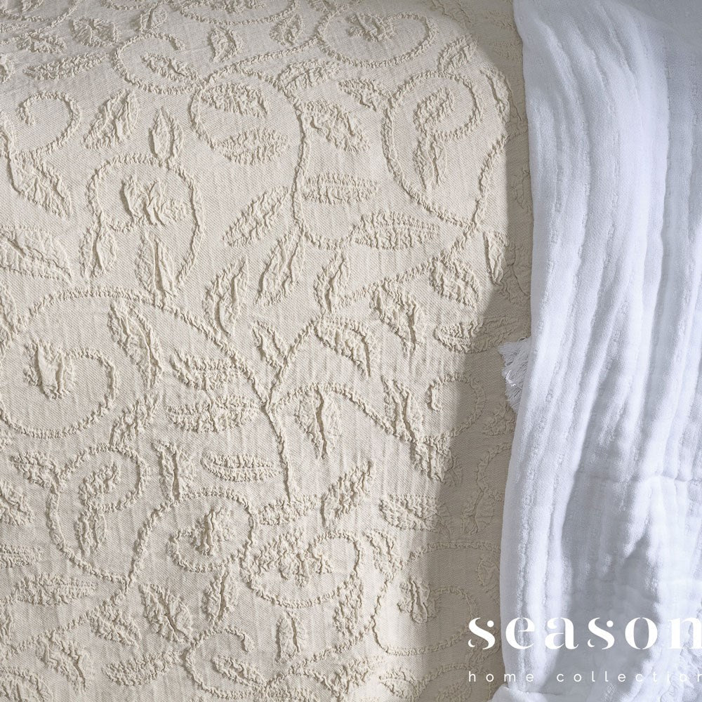 Portuguese Butirir Cotton Jacquard Blanket - Natural