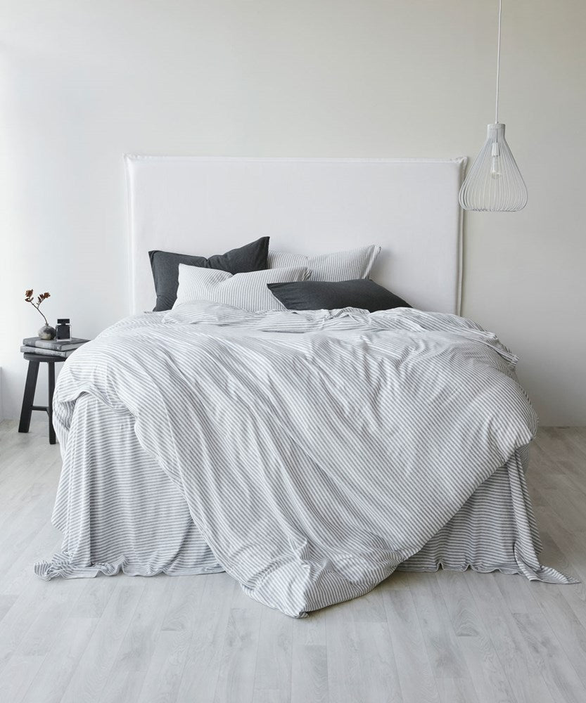 Cotton Jersey Fitted Sheet - Grey Stripe