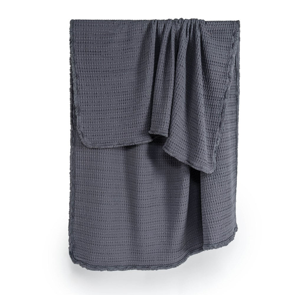 Portuguese Nasa Cotton Waffle Throw - Charcoal