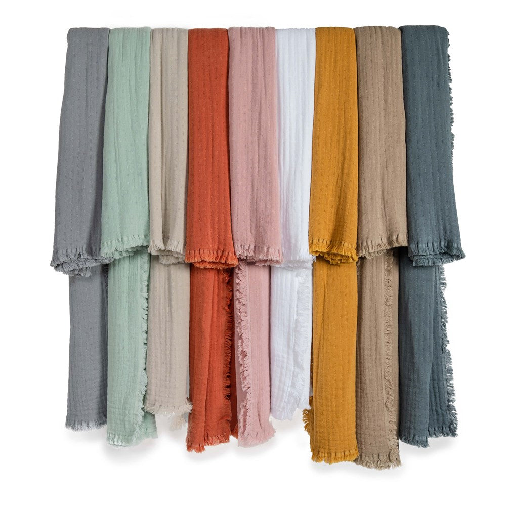 Portuguese Signo Cotton Gauze Throw - Slate