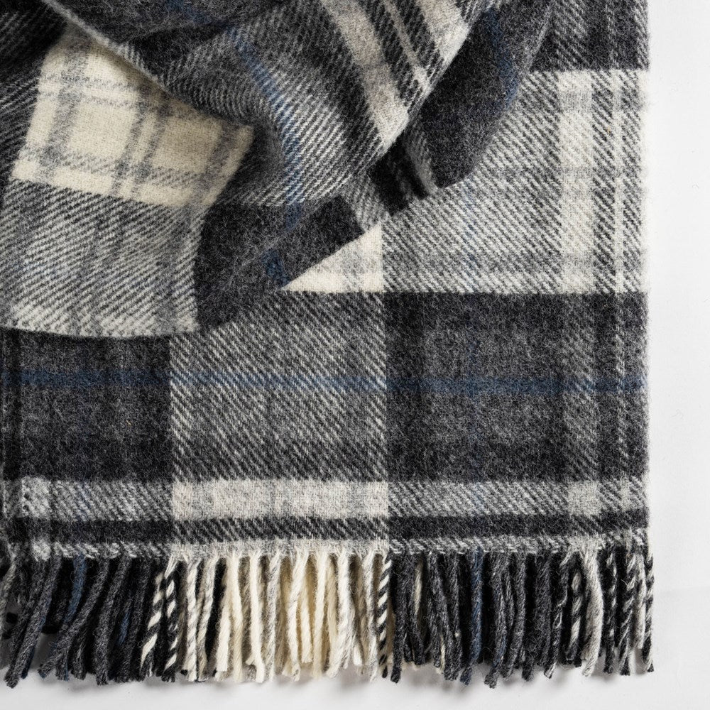 Tartan NZ Wool Throw - Cottage Grey