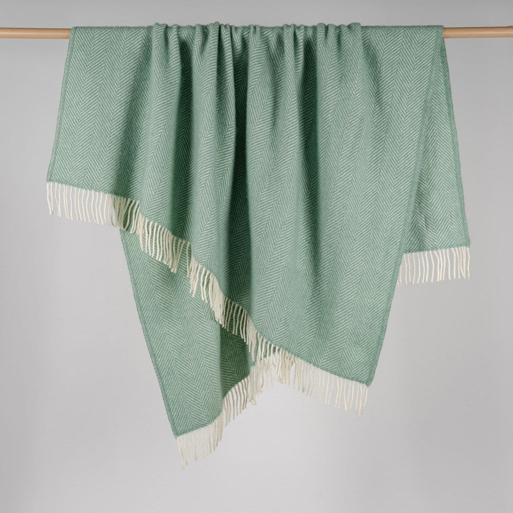 Fishbone NZ Wool Throw - Seagreen