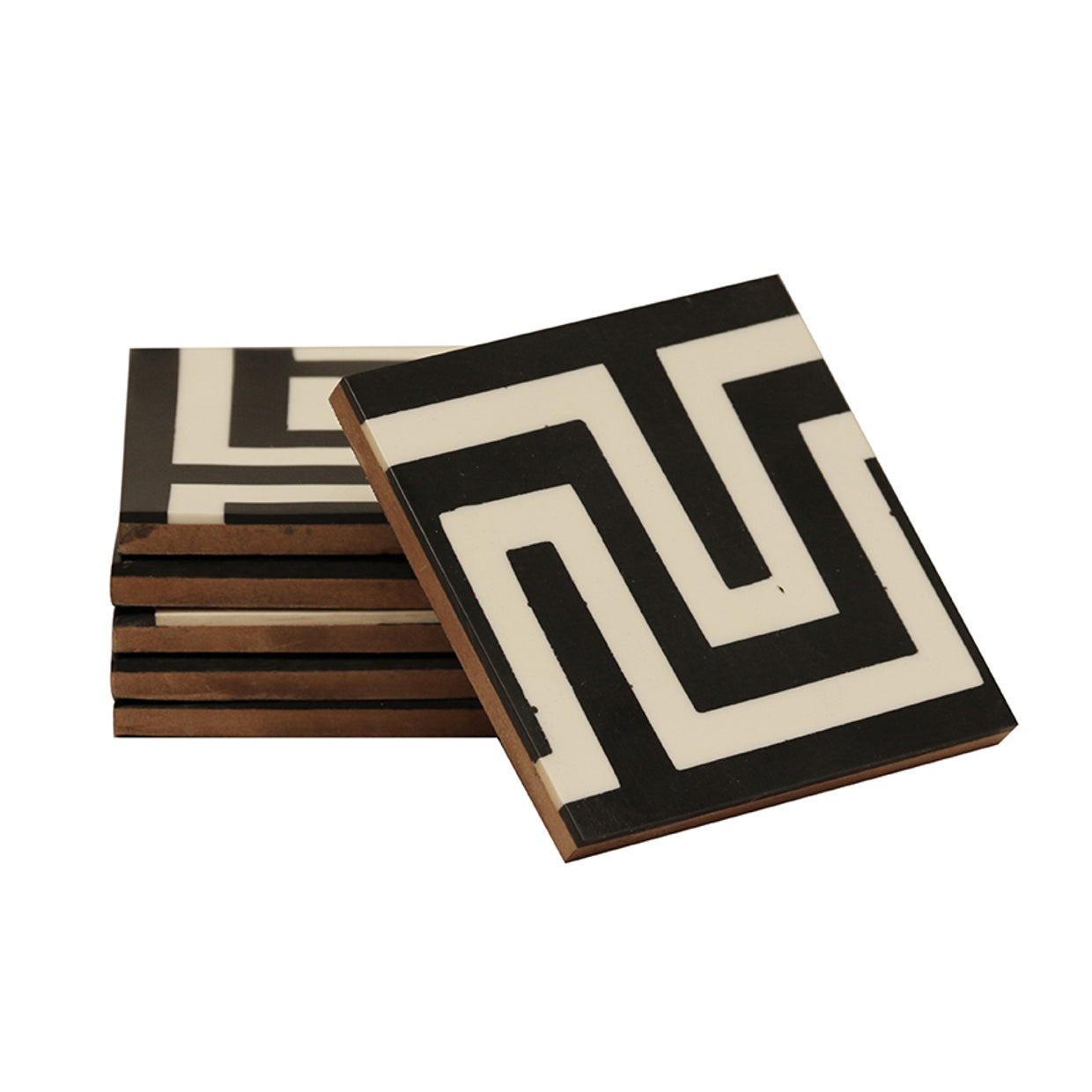 Black & White Maze Square Coaster Set of 6