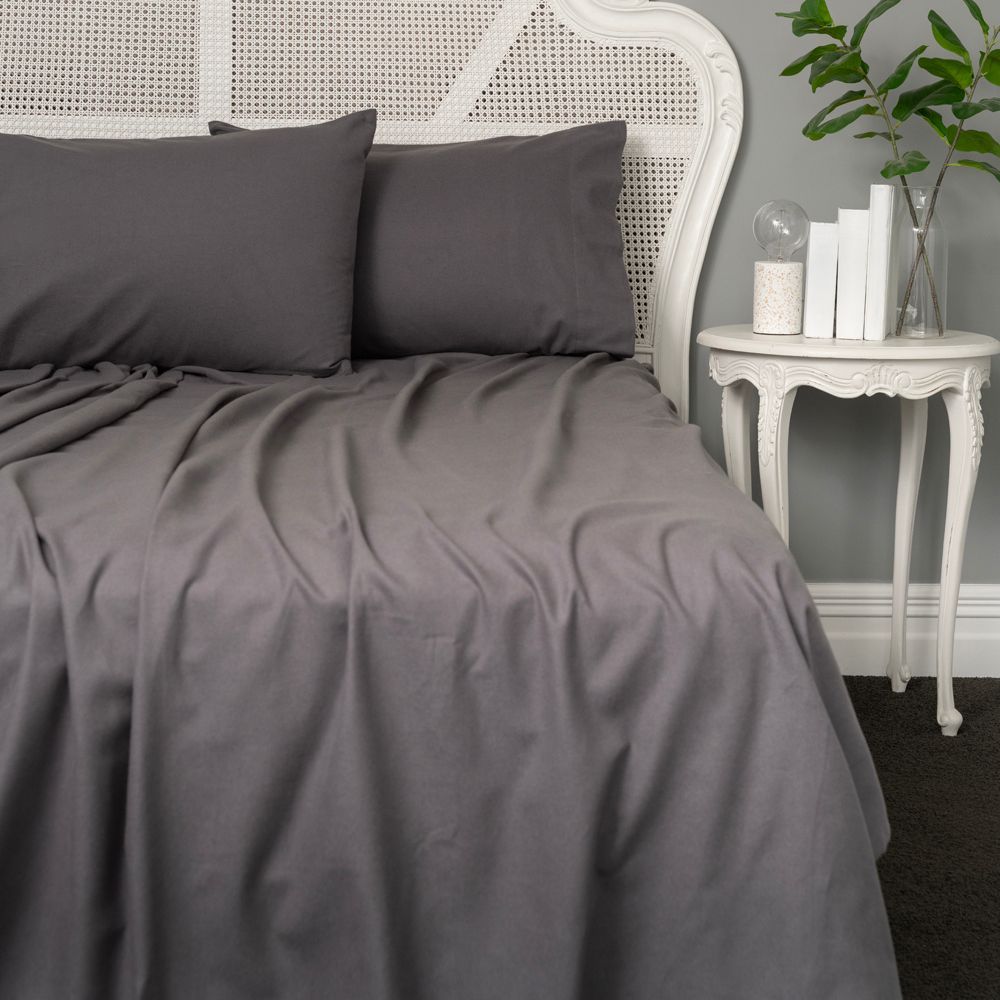 Baksana Flannel Sheet Set - Charcoal - King