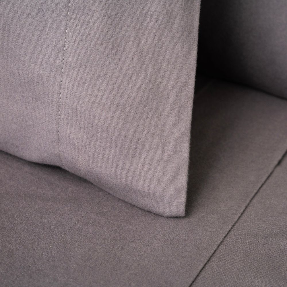 Baksana Flannel Sheet Set - Charcoal - King